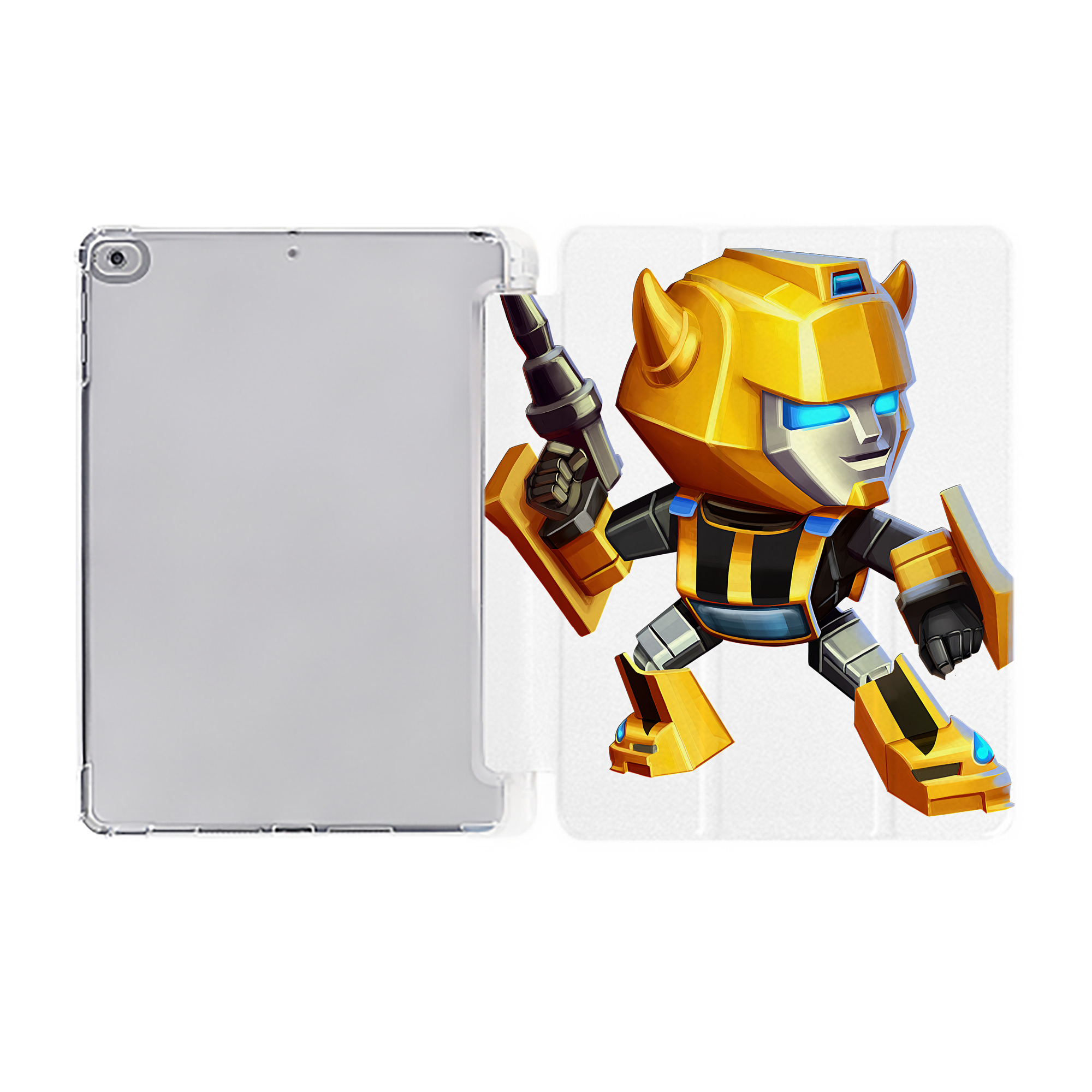 （画像用） Transformers トランスフォーマー IPad ケース ペン収納付き 三つ折りスタンド PUレザー×シリコン 対応機種9.5/10.5/10.9インチ